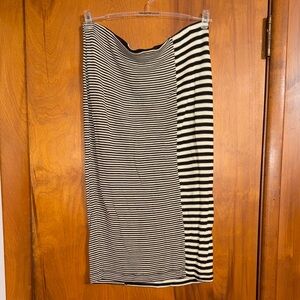 Armani Exchange Black & White Striped Panel Pencil Skirt